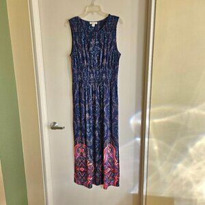 Coldwater Creek Blue Print Maxi Dress LP